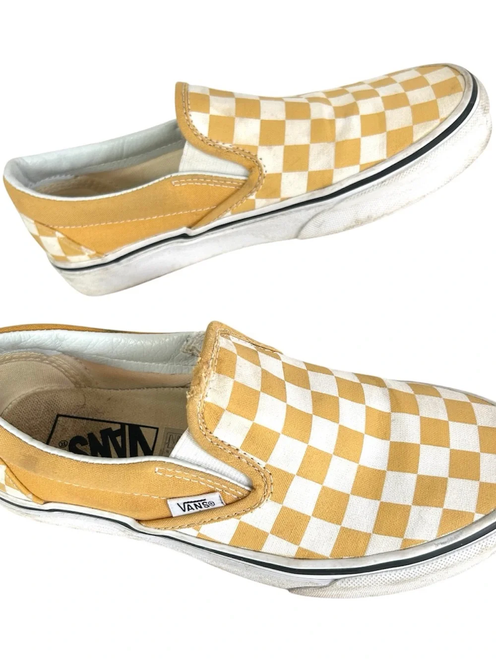 Vans Off the Wall Yellow Checkerboard Slip-on Sneakers. Women's Size 5.5
